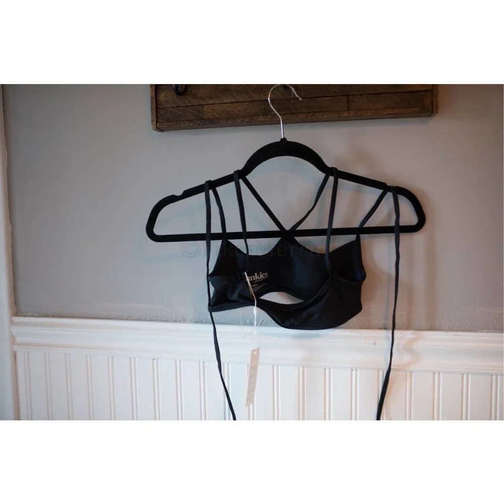 Frankie’s Bikinis Aleisha Bikini Top Black XS NEW